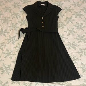 Calvin Klein Black Striped Midi Dress